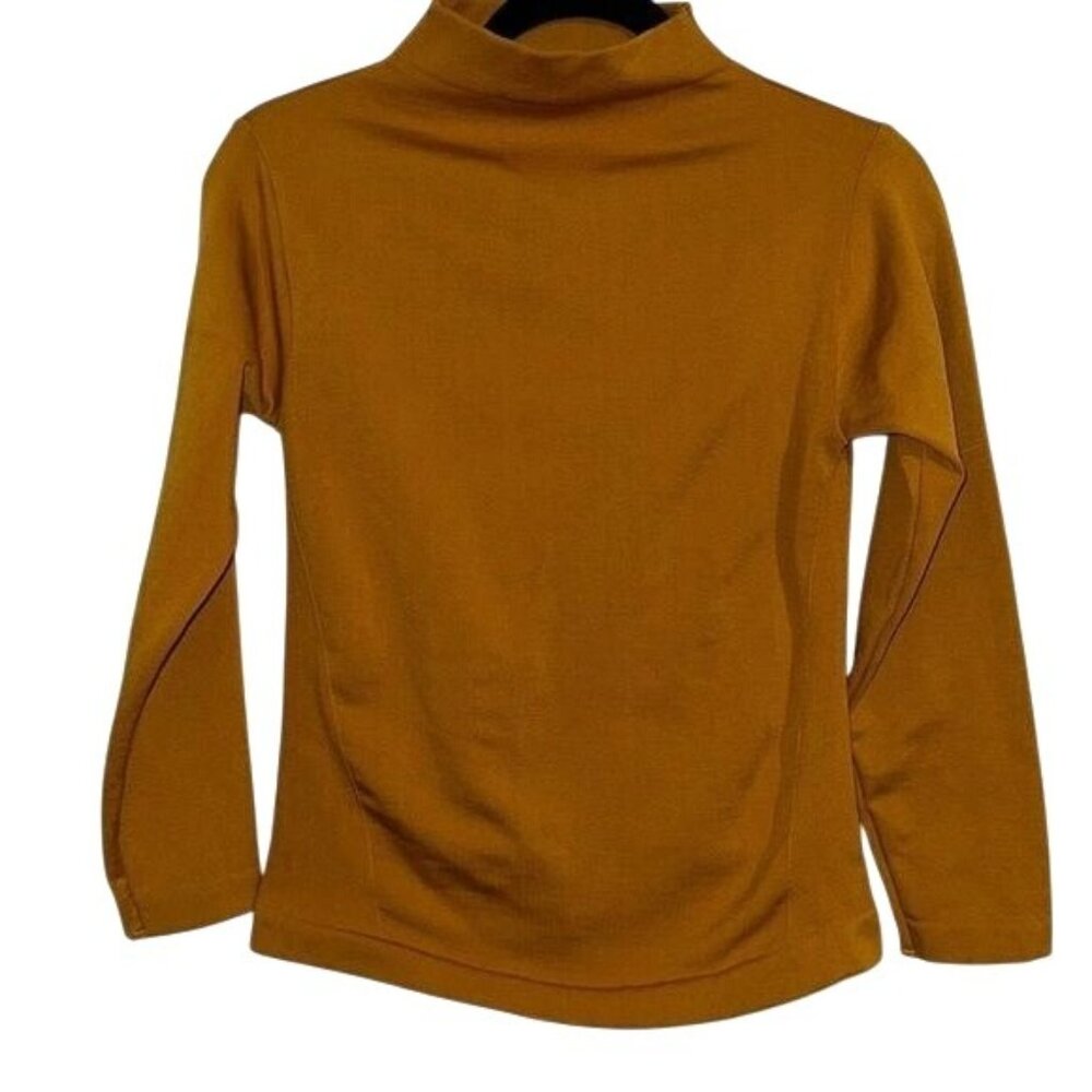 Aurora Mustard Yellow Turtleneck Long Sleeve Top 65% Polyester 35% Cotton Womens